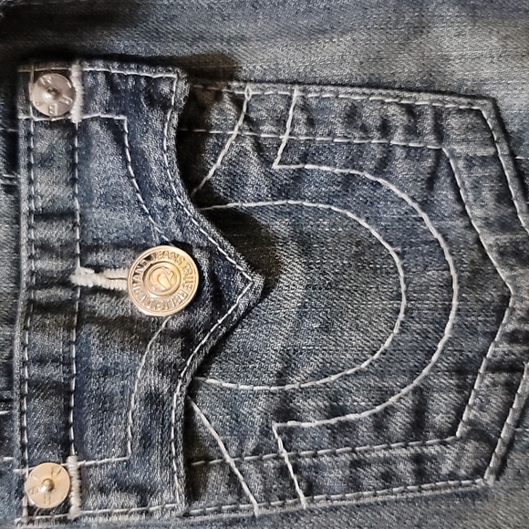 **SOLD***MEN'S TRUE RELIGION TRUCKER DENIM JEAN JACKET MED EUC - Picture 7 of 8